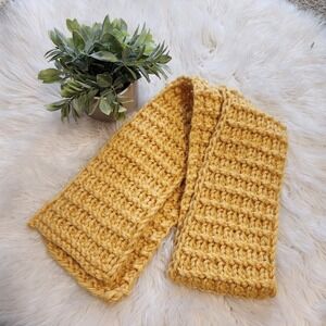 Handmade Loom Knit Yellow Scarf